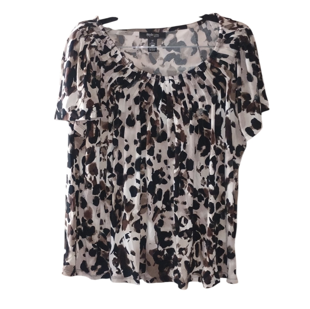Style & Company Black, Gray Plus Size Women's Blouse  1X
